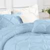 imageAndency White Queen Comforter Set90x90Inch 3 Pieces Cute Pinch Pleat Bedding Comforters ampamp Sets for Queen Bed Soft Lightweight Fluffy Down Alternative All Season Bed SetLight Blue