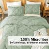 imageAndency White Queen Comforter Set90x90Inch 3 Pieces Cute Pinch Pleat Bedding Comforters ampamp Sets for Queen Bed Soft Lightweight Fluffy Down Alternative All Season Bed SetSage Green