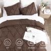imageAndency White Queen Comforter Set90x90Inch 3 Pieces Cute Pinch Pleat Bedding Comforters ampamp Sets for Queen Bed Soft Lightweight Fluffy Down Alternative All Season Bed SetBrown