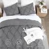 imageAndency White Queen Comforter Set90x90Inch 3 Pieces Cute Pinch Pleat Bedding Comforters ampamp Sets for Queen Bed Soft Lightweight Fluffy Down Alternative All Season Bed SetMedium Gray