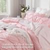 imageAndency White Queen Comforter Set90x90Inch 3 Pieces Cute Pinch Pleat Bedding Comforters ampamp Sets for Queen Bed Soft Lightweight Fluffy Down Alternative All Season Bed SetPink