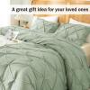 imageAndency White Queen Comforter Set90x90Inch 3 Pieces Cute Pinch Pleat Bedding Comforters ampamp Sets for Queen Bed Soft Lightweight Fluffy Down Alternative All Season Bed SetSage Green