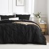 imageAndency White Queen Comforter Set90x90Inch 3 Pieces Cute Pinch Pleat Bedding Comforters ampamp Sets for Queen Bed Soft Lightweight Fluffy Down Alternative All Season Bed SetBlack