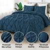 imageAndency White Queen Comforter Set90x90Inch 3 Pieces Cute Pinch Pleat Bedding Comforters ampamp Sets for Queen Bed Soft Lightweight Fluffy Down Alternative All Season Bed SetNavy Blue