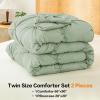imageAndency White Queen Comforter Set90x90Inch 3 Pieces Cute Pinch Pleat Bedding Comforters ampamp Sets for Queen Bed Soft Lightweight Fluffy Down Alternative All Season Bed SetSage Green