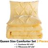 imageAndency White Queen Comforter Set90x90Inch 3 Pieces Cute Pinch Pleat Bedding Comforters ampamp Sets for Queen Bed Soft Lightweight Fluffy Down Alternative All Season Bed SetYellow