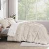 imageAndency White Queen Comforter Set90x90Inch 3 Pieces Cute Pinch Pleat Bedding Comforters ampamp Sets for Queen Bed Soft Lightweight Fluffy Down Alternative All Season Bed SetBeige