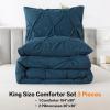 imageAndency White Queen Comforter Set90x90Inch 3 Pieces Cute Pinch Pleat Bedding Comforters ampamp Sets for Queen Bed Soft Lightweight Fluffy Down Alternative All Season Bed SetNavy Blue