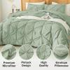 imageAndency White Queen Comforter Set90x90Inch 3 Pieces Cute Pinch Pleat Bedding Comforters ampamp Sets for Queen Bed Soft Lightweight Fluffy Down Alternative All Season Bed SetSage Green