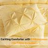 imageAndency White Queen Comforter Set90x90Inch 3 Pieces Cute Pinch Pleat Bedding Comforters ampamp Sets for Queen Bed Soft Lightweight Fluffy Down Alternative All Season Bed SetYellow