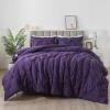 imageAndency White Queen Comforter Set90x90Inch 3 Pieces Cute Pinch Pleat Bedding Comforters ampamp Sets for Queen Bed Soft Lightweight Fluffy Down Alternative All Season Bed SetPurple