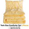 imageAndency White Queen Comforter Set90x90Inch 3 Pieces Cute Pinch Pleat Bedding Comforters ampamp Sets for Queen Bed Soft Lightweight Fluffy Down Alternative All Season Bed SetYellow
