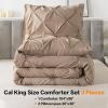 imageAndency White Queen Comforter Set90x90Inch 3 Pieces Cute Pinch Pleat Bedding Comforters ampamp Sets for Queen Bed Soft Lightweight Fluffy Down Alternative All Season Bed SetTaupe