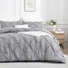 imageAndency White Queen Comforter Set90x90Inch 3 Pieces Cute Pinch Pleat Bedding Comforters ampamp Sets for Queen Bed Soft Lightweight Fluffy Down Alternative All Season Bed SetSilver Gray