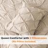 imageAndency White Queen Comforter Set90x90Inch 3 Pieces Cute Pinch Pleat Bedding Comforters ampamp Sets for Queen Bed Soft Lightweight Fluffy Down Alternative All Season Bed SetKhaki