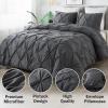 imageAndency White Queen Comforter Set90x90Inch 3 Pieces Cute Pinch Pleat Bedding Comforters ampamp Sets for Queen Bed Soft Lightweight Fluffy Down Alternative All Season Bed SetDark Gray