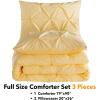 imageAndency White Queen Comforter Set90x90Inch 3 Pieces Cute Pinch Pleat Bedding Comforters ampamp Sets for Queen Bed Soft Lightweight Fluffy Down Alternative All Season Bed SetYellow