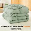 imageAndency White Queen Comforter Set90x90Inch 3 Pieces Cute Pinch Pleat Bedding Comforters ampamp Sets for Queen Bed Soft Lightweight Fluffy Down Alternative All Season Bed SetSage Green