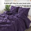 imageAndency White Queen Comforter Set90x90Inch 3 Pieces Cute Pinch Pleat Bedding Comforters ampamp Sets for Queen Bed Soft Lightweight Fluffy Down Alternative All Season Bed SetPurple