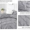 imageAndency White Queen Comforter Set90x90Inch 3 Pieces Cute Pinch Pleat Bedding Comforters ampamp Sets for Queen Bed Soft Lightweight Fluffy Down Alternative All Season Bed SetSilver Gray