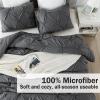 imageAndency White Queen Comforter Set90x90Inch 3 Pieces Cute Pinch Pleat Bedding Comforters ampamp Sets for Queen Bed Soft Lightweight Fluffy Down Alternative All Season Bed SetDark Gray