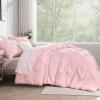 imageAndency White Queen Comforter Set90x90Inch 3 Pieces Cute Pinch Pleat Bedding Comforters ampamp Sets for Queen Bed Soft Lightweight Fluffy Down Alternative All Season Bed SetPink