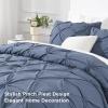 imageAndency White Queen Comforter Set90x90Inch 3 Pieces Cute Pinch Pleat Bedding Comforters ampamp Sets for Queen Bed Soft Lightweight Fluffy Down Alternative All Season Bed SetDark Blue Grey