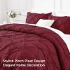 imageAndency White Queen Comforter Set90x90Inch 3 Pieces Cute Pinch Pleat Bedding Comforters ampamp Sets for Queen Bed Soft Lightweight Fluffy Down Alternative All Season Bed SetBurgundy