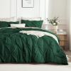 imageAndency White Queen Comforter Set90x90Inch 3 Pieces Cute Pinch Pleat Bedding Comforters ampamp Sets for Queen Bed Soft Lightweight Fluffy Down Alternative All Season Bed SetDark Green