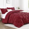 imageAndency White Queen Comforter Set90x90Inch 3 Pieces Cute Pinch Pleat Bedding Comforters ampamp Sets for Queen Bed Soft Lightweight Fluffy Down Alternative All Season Bed SetBurgundy