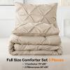 imageAndency White Queen Comforter Set90x90Inch 3 Pieces Cute Pinch Pleat Bedding Comforters ampamp Sets for Queen Bed Soft Lightweight Fluffy Down Alternative All Season Bed SetKhaki