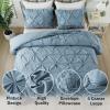 imageAndency White Queen Comforter Set90x90Inch 3 Pieces Cute Pinch Pleat Bedding Comforters ampamp Sets for Queen Bed Soft Lightweight Fluffy Down Alternative All Season Bed SetGrayish Blue