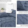 imageAndency White Queen Comforter Set90x90Inch 3 Pieces Cute Pinch Pleat Bedding Comforters ampamp Sets for Queen Bed Soft Lightweight Fluffy Down Alternative All Season Bed SetDark Blue Grey