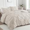 imageAndency White Queen Comforter Set90x90Inch 3 Pieces Cute Pinch Pleat Bedding Comforters ampamp Sets for Queen Bed Soft Lightweight Fluffy Down Alternative All Season Bed SetBeige