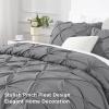 imageAndency White Queen Comforter Set90x90Inch 3 Pieces Cute Pinch Pleat Bedding Comforters ampamp Sets for Queen Bed Soft Lightweight Fluffy Down Alternative All Season Bed SetMedium Gray