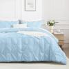 imageAndency White Queen Comforter Set90x90Inch 3 Pieces Cute Pinch Pleat Bedding Comforters ampamp Sets for Queen Bed Soft Lightweight Fluffy Down Alternative All Season Bed SetLight Blue