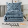 imageAndency White Queen Comforter Set90x90Inch 3 Pieces Cute Pinch Pleat Bedding Comforters ampamp Sets for Queen Bed Soft Lightweight Fluffy Down Alternative All Season Bed SetGrayish Blue