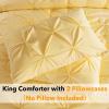 imageAndency White Queen Comforter Set90x90Inch 3 Pieces Cute Pinch Pleat Bedding Comforters ampamp Sets for Queen Bed Soft Lightweight Fluffy Down Alternative All Season Bed SetYellow
