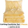 imageAndency White Queen Comforter Set90x90Inch 3 Pieces Cute Pinch Pleat Bedding Comforters ampamp Sets for Queen Bed Soft Lightweight Fluffy Down Alternative All Season Bed SetYellow