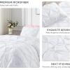 imageAndency White Queen Comforter Set90x90Inch 3 Pieces Cute Pinch Pleat Bedding Comforters ampamp Sets for Queen Bed Soft Lightweight Fluffy Down Alternative All Season Bed SetWhite
