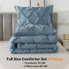 imageAndency White Queen Comforter Set90x90Inch 3 Pieces Cute Pinch Pleat Bedding Comforters ampamp Sets for Queen Bed Soft Lightweight Fluffy Down Alternative All Season Bed SetGrayish Blue