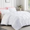 imageAndency White Queen Comforter Set90x90Inch 3 Pieces Cute Pinch Pleat Bedding Comforters ampamp Sets for Queen Bed Soft Lightweight Fluffy Down Alternative All Season Bed SetWhite