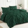 imageAndency White Queen Comforter Set90x90Inch 3 Pieces Cute Pinch Pleat Bedding Comforters ampamp Sets for Queen Bed Soft Lightweight Fluffy Down Alternative All Season Bed SetDark Green