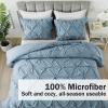 imageAndency White Queen Comforter Set90x90Inch 3 Pieces Cute Pinch Pleat Bedding Comforters ampamp Sets for Queen Bed Soft Lightweight Fluffy Down Alternative All Season Bed SetGrayish Blue