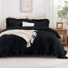 imageAndency White Ruffle Duvet Cover Queen90x90Inch 3 Pieces Soft Washed Microfiber Vintage Shabby Chic Farmhouse Ruffled Duvet Cover Set with Zipper Closure ampamp Corner TiesBlack