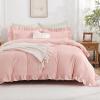 imageAndency White Ruffle Duvet Cover Queen90x90Inch 3 Pieces Soft Washed Microfiber Vintage Shabby Chic Farmhouse Ruffled Duvet Cover Set with Zipper Closure ampamp Corner TiesBlush