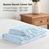 imageAndency White Ruffle Duvet Cover Queen90x90Inch 3 Pieces Soft Washed Microfiber Vintage Shabby Chic Farmhouse Ruffled Duvet Cover Set with Zipper Closure ampamp Corner TiesLight Blue