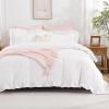 imageAndency White Ruffle Duvet Cover Queen90x90Inch 3 Pieces Soft Washed Microfiber Vintage Shabby Chic Farmhouse Ruffled Duvet Cover Set with Zipper Closure ampamp Corner TiesWhite