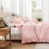 imageAndency White Ruffle Duvet Cover Queen90x90Inch 3 Pieces Soft Washed Microfiber Vintage Shabby Chic Farmhouse Ruffled Duvet Cover Set with Zipper Closure ampamp Corner TiesBlush