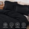 imageAndency White Ruffle Duvet Cover Queen90x90Inch 3 Pieces Soft Washed Microfiber Vintage Shabby Chic Farmhouse Ruffled Duvet Cover Set with Zipper Closure ampamp Corner TiesBlack